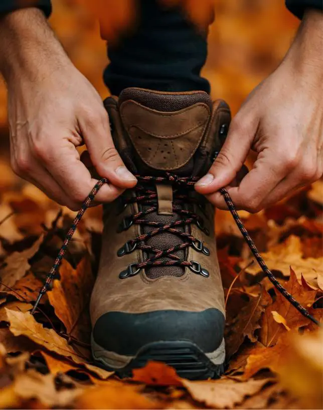 Orange hiking boots designed for outdoor terrain